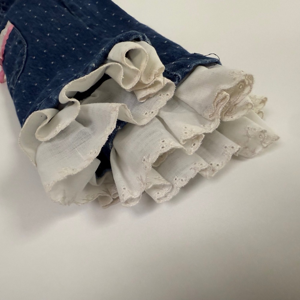 Healthtex Denim Jumper Dress - Heart Buttons Pockets Lace Bows Toddler‎ Girl - Picture 14 of 14